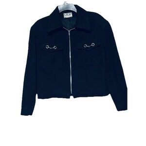 Vintage Mario De Pinto MDP Black Zip Wool Blend Short Jacket Toggle Detail S / M